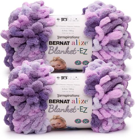 Bernat Alize Blanket Hedge Green VARG Yarn - 2 Pack of 180g/6.4 oz - 100% Polyester - #7 Jumbo - 18 Yards - Knitting/Crochet in Kuwait
