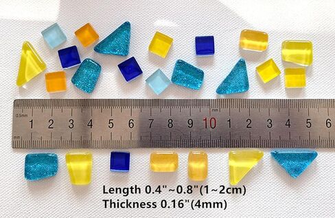 QLP 200g Bulk Triangle Mosaic Tiles Glitter Glass Pieces Assorted Color Opaque Mosaic Glass Crafts Supplies for DIY Picture Coaster Home Mosaic Decoration (Blue) in Saudi Arabia