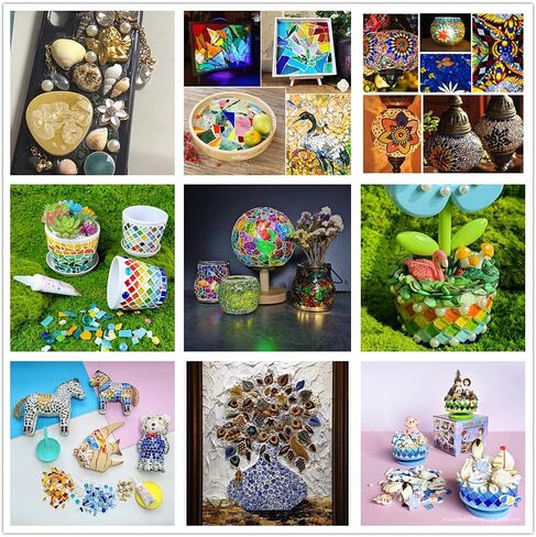 QLP 200g Bulk Triangle Mosaic Tiles Glitter Glass Pieces Assorted Color Opaque Mosaic Glass Crafts Supplies for DIY Picture Coaster Home Mosaic Decoration (Blue) in Saudi Arabia