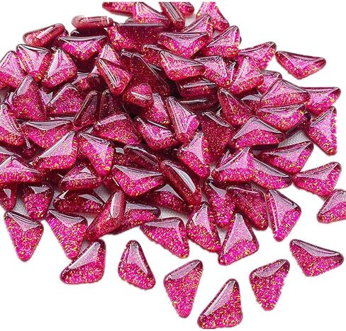 QLP 200g Bulk Triangle Mosaic Tiles Glitter Glass Pieces Assorted Color Opaque Mosaic Glass Crafts Supplies for DIY Picture Coaster Home Mosaic Decoration (Blue) in Saudi Arabia