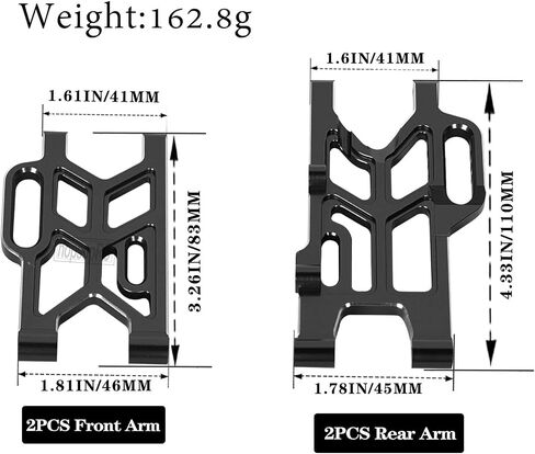 Aluminum Front Rear A Arms Upgrades Part for 1/8 Mojave 4X4 4S BLX,Alloy Front Rear Suspension A Arms Hops Up,Replaces ARA330789 4PCS,Black in Saudi Arabia