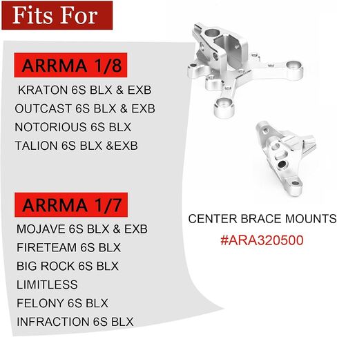 Front & Rear Center Brace Mount Upgrades Part for Arrma 6S 1/8 Kraton/Notorious/Outcast/Talion/ 1/7 Mojave/Felony/Infraction/Fireteam,Limitless,Aluminum Upgrades Parts #ARA320500 in Kuwait