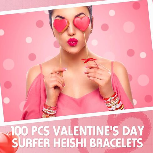 100 Pcs Preppy Heishi Surfer Bracelets Set Colorful Happy Smile Beaded Stretch Bracelets Clay Bracelets for Women in Saudi Arabia