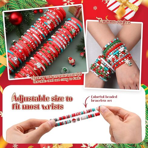 100 Pcs Preppy Heishi Surfer Bracelets Set Colorful Happy Smile Beaded Stretch Bracelets Clay Bracelets for Women in Kuwait