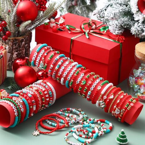 100 Pcs Preppy Heishi Surfer Bracelets Set Colorful Happy Smile Beaded Stretch Bracelets Clay Bracelets for Women in Kuwait