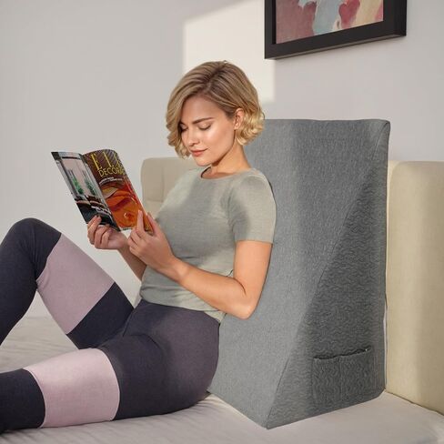 Wedge Pillow Cover for 25x24x12 Bed Wedge Pillow, Hypoallergenic 100% Bamboo Fibers,Replacement Wedge Pillow Case Cover with Zipper & Pockets in Saudi Arabia