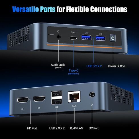 WI-6 Pro Mini PC, Intel 12th Gen N100 Mini Computer,16GB DDR4 RAM 512GB SSD,Triple 4K Display/2*USB3.0/WiFi/Bluetooth/Full Function Type-C/LAN/Support 32GB RAM and 2TB SSD Extensions in Saudi Arabia
