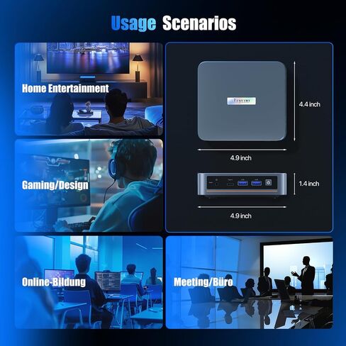 WI-6 Pro Mini PC, Intel 12th Gen N100 Mini Computer,16GB DDR4 RAM 512GB SSD,Triple 4K Display/2*USB3.0/WiFi/Bluetooth/Full Function Type-C/LAN/Support 32GB RAM and 2TB SSD Extensions in Saudi Arabia