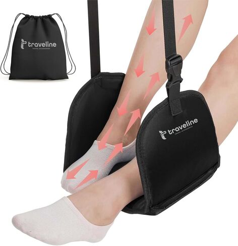 Airplane Foot Rest Travel – Premium Memory Foam Foot Hammock with Rigid Support | Portable & Adjustable Leg Rest for Flights, Trains & Office | Travel Essential to Prevent Swelling & Fatigue (Pink) in Saudi Arabia