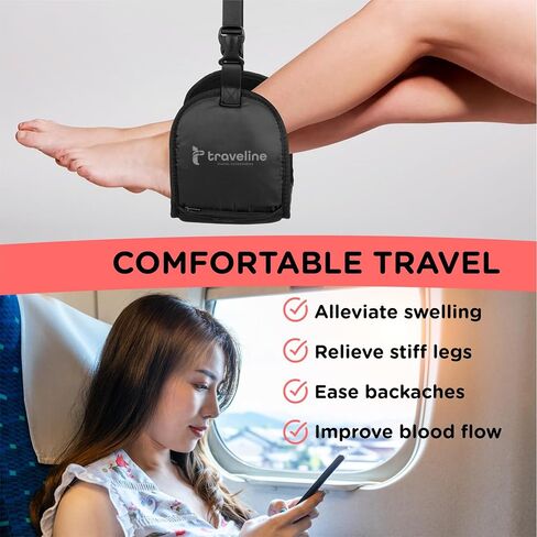 Airplane Foot Rest Travel – Premium Memory Foam Foot Hammock with Rigid Support | Portable & Adjustable Leg Rest for Flights, Trains & Office | Travel Essential to Prevent Swelling & Fatigue (Pink) in Saudi Arabia