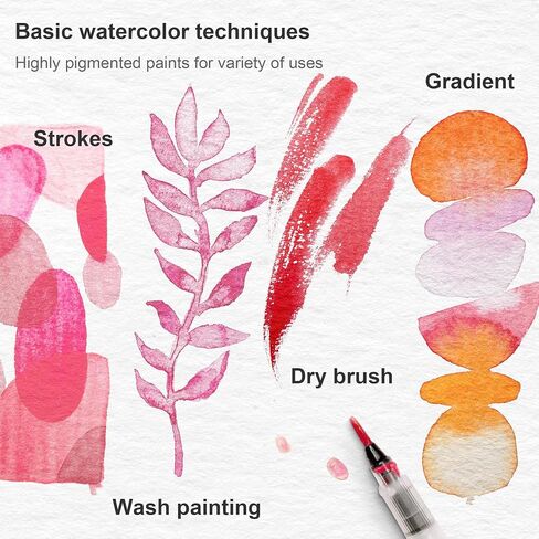Aureuo Travel Watercolor Paint Set - 18 لونًا ماءًا نصف مقلاة ، صندوق قصدير محمول ، طقم ألوان مائية صغيرة للبالغين والمبتدئين والفنانين in Kuwait