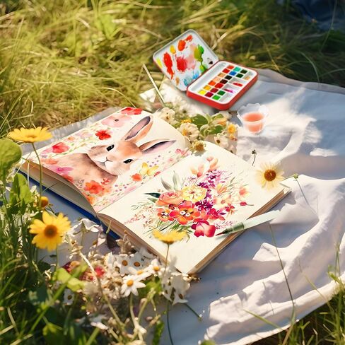Aureuo Travel Watercolor Paint Set - 18 لونًا ماءًا نصف مقلاة ، صندوق قصدير محمول ، طقم ألوان مائية صغيرة للبالغين والمبتدئين والفنانين in Kuwait