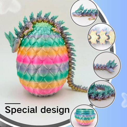 3D Printed Dragon Egg,Dragon Eggs with Dragon Inside,Crystal Dragon Fidget Toys,Full Articulated Dragon Dragon in Egg,Adults Fidget Toys for Autism ADHD (Red-Blue) in Saudi Arabia