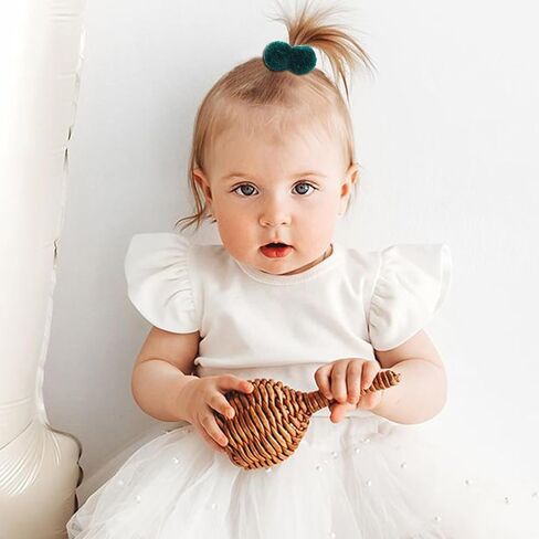 30PCS 2 Inch Baby Girls Hair Ties with Flower Bows,Soft Elastics Ponytail Holders Hair Accessories for Infants Toddlers Baby Girls (Flower color) in Saudi Arabia