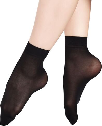 10 Pairs White Sheer Socks Nylon Socks for Women Thin Ankle Stocking Footies Transparent Silk Dress Socks with Reinforced Toe (Nylon, 10 Pairs, White) in Saudi Arabia