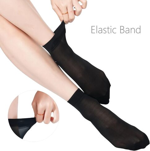 10 Pairs White Sheer Socks Nylon Socks for Women Thin Ankle Stocking Footies Transparent Silk Dress Socks with Reinforced Toe (Nylon, 10 Pairs, White) in Saudi Arabia