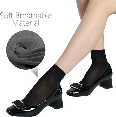 10 Pairs White Sheer Socks Nylon Socks for Women Thin Ankle Stocking Footies Transparent Silk Dress Socks with Reinforced Toe (Nylon, 10 Pairs, White) in Saudi Arabia