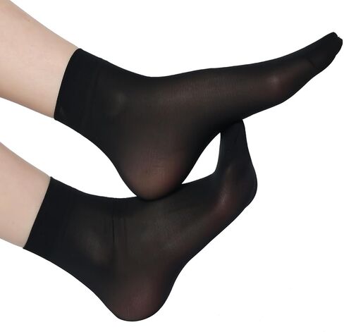 10 Pairs White Sheer Socks Nylon Socks for Women Thin Ankle Stocking Footies Transparent Silk Dress Socks with Reinforced Toe (Nylon, 10 Pairs, White) in Saudi Arabia