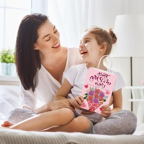 NLICRST 30 PCS حقائب هدايا عيد الأم مع مقبض الأزهار الأكياس الهدية يوم الأم لأفضل الأكياس التي تعالج الورق للنساء ديكورات حفلات الحفلات. in Kuwait