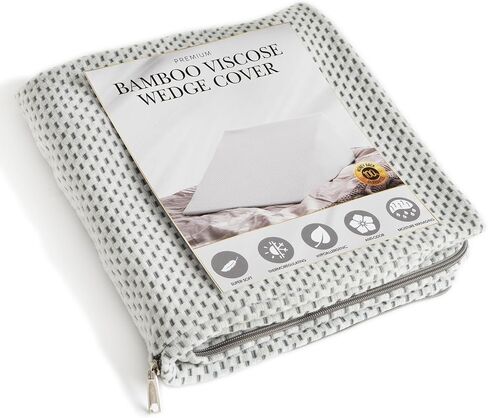 Bamboo Replacement Wedge Pillow Cover (25 x 24 x 12) with Zipper - Sweat-Absorbent, Moisture-Wicking, Odor-Free Wedge Pillow Case Cover – White in Saudi Arabia