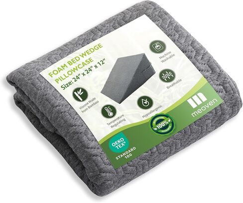 Wedge Pillow Cover for 24x24x12 Bed Wedge Pillow, Hypoallergenic 100% Bamboo Fibers,Replacement Wedge Pillow Case Cover with Zipper & Pockets in Saudi Arabia