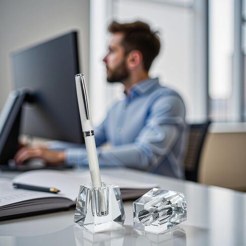 QFkris 2-Pack Crystal Single Pen Holder for Desk, Fancy Fountain Pen Stand, Glass Feather Pencil Holder for Office Desktop Decoration, Gift for Man Woman Students Teachers Father Boyfriend in Saudi Arabia