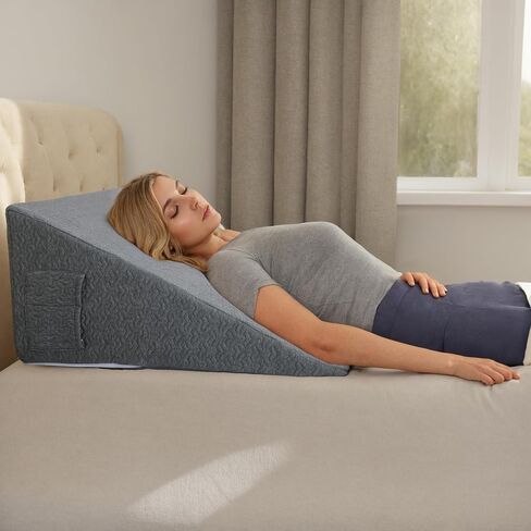 Wedge Pillow Cover for 24x24x12 Bed Wedge Pillow, Hypoallergenic 100% Bamboo Fibers,Replacement Wedge Pillow Case Cover with Zipper & Pockets in Saudi Arabia