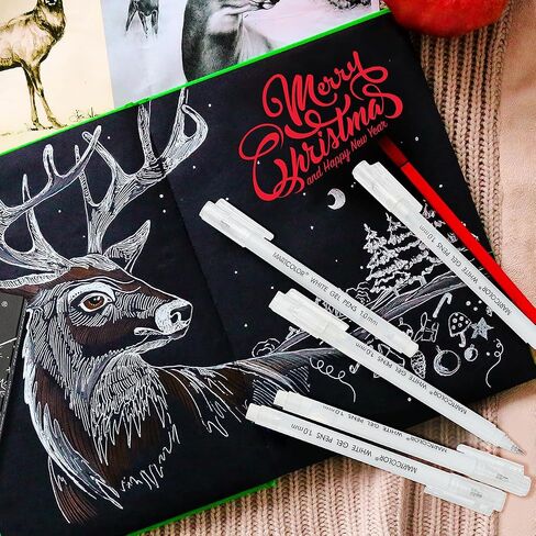 White Gel Pens, 05/08/10mm Assorted Tip Opaque Archival Ink Pen for Journaling, Art, or Drawing - For Holiday Gifts & DIY Projects, White Gel Pens for Art Highlight, 3 Pack in Saudi Arabia