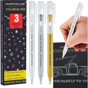 White Gel Pens, 05/08/10mm Assorted Tip Opaque Archival Ink Pen for Journaling, Art, or Drawing - For Holiday Gifts & DIY Projects, White Gel Pens for Art Highlight, 3 Pack in Kuwait