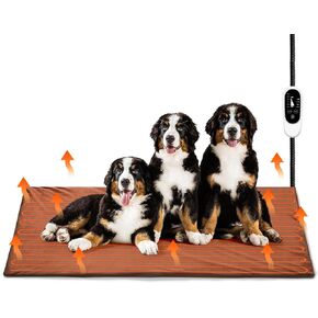 Turbro 59x39 "XXX-LARGE PET PET وسرير ، سرير الكلب الكهربائي المسخن للسلالات الكبيرة ، درجة الحرارة والتحكم في الموقت ، الحبل المضاد للضرب ، غطاء فائق النعت ، مضاد للانزلاق ، الاستخدام الداخلي ، MET معتمد ، بني