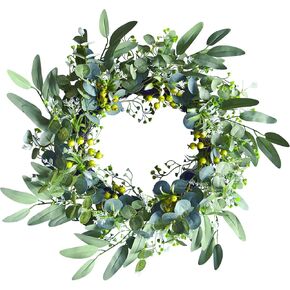 bainianMS Door Wreaths for Front Door Outside Outdoor All Seasons Weatherproof Summer 22 Inch Green Designer Clearance Eucalyptus Wreath Front Door Lambs Ear The Depot Greenery Door Reefs