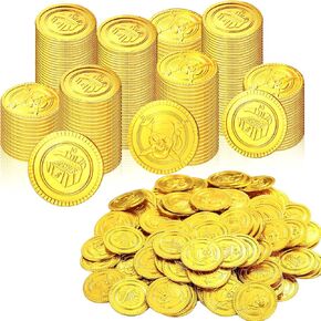 Charniol 200 Pcs St. Patrick's Day Pirate Gold Coins Plastic Gold Treasure Fake Pirate Coins Decorations for Party Favor Supplies, Treasure Hunting Game Party Decorations