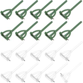 20-Pack Boutonnieres Safety Pins, Plastic Triangle Corsage Pin Buttonhole Flowers Pins for Wedding/Bridegroom Brooch/Party, T Shape Safety Clips Holder [6.5cm, White/Green]