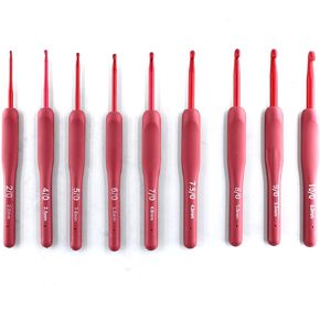 yuyudehm 9pcs خطاف الكروشيه الأحمر الكروشيه الناعم.
