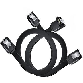 SATA Cable III, 4 Pack 90 Degree Right Angle to Straight &Straight to Straight 6Gbps 7pin SATA 3.0 Data Transmission Cord with Locking Latch for Hard Drive SSD (Straight+Angled（2Black+2Red）)