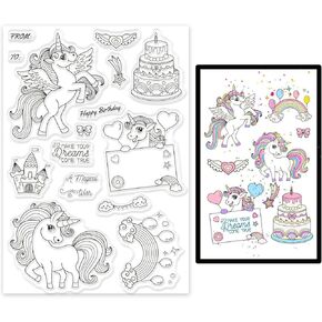 GLOBLELAND Fantasy Horse Silicone Clear Stamps Transparent Stamps for Birthday Valentine's Day Cards Making DIY Scrapbooking Photo Album Decoration Paper Craft