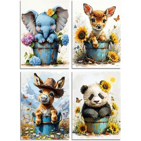 GCEOSINI 4 Pack Animal Diamond Painting Kits للبالغين ، مجموعات فن الماس 12 × 16 بوصة 5D للمبتدئين ، طلاء الحفر الكامل مع نقاط الماس أطقم الطلاء بالأحجار الكريمة للمنزل (Animal 01)
