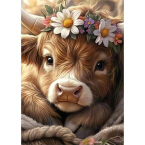 Tostog Highland Cow Diamond Paintings Kits للبالغين ، DIY 5D Animals Art Atts for البالغين المبتدئين ، ولوحات الماس الكاملة للحفر الماس أكياس الجدار الزخرفة للهدية 11.8 في* 15.75 بوصة.