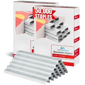 1 intheoffice Staples ، Staples for Stapler ، Staples البديل ، طول الساق 1/4 "، 5000 Staples/Pack ، 10 Pack Tottal 50000 Staples