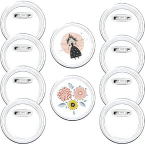 10PCS Clear Acrylic Picture Button Pin, Photo Buttons for Pictures, 2.32 Inch Clear Pins for Children Paper Craft Activity, DIY Photo Acrylic Button Buckle