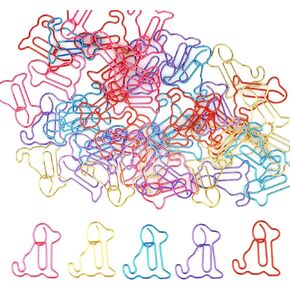 50pcs Dog Shaped Paper Clips, Colorful Funny Dog Paper Clips Cute Animal Bookmarks Small Paperclip School Office Supplies for Women Men Teachers Dog Lovers