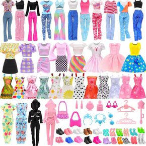 Joyfun 11.5 inch girl dolls الملابس والملحقات 50 pcs بما في ذلك 5 قمم 5 سراويل ملابس 5 مجموعات الملابس 10 فساتين مصغرة 15 أحذية و 15 ملحقات