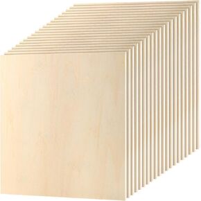 20pcs 10 × 10 × 1/4 بوصة من ألواح الخشب الرقائقي مربع ، وملاءات باسود غير مكتملة 6 مم ، وألواح خشبية حرفية لحرف DIY ، والرسم
