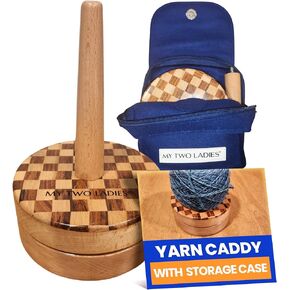 سيدتي | حرفي الغزل Caddy & Premium Bag Bag | خيوط خشبية Caddy Spinner & موزع للحياكة والكروشيه | حامل محمول لسمكينات ، كرات وكعك | متعدد الأخشاب