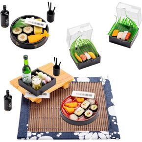 5 Set Miniature Sushi Figurines Mini Japanese Food Props for Mini House Japanese Living Room Scene Decoration