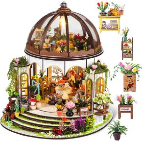 DIY Book Nook Kit - Bookend Diorama with LED - 3D Wooden Puzzle DIY Miniature House Kits - Bookshelf Insert Decor - Booknook Dollhouse Crafts Hobbies Gifts for Adults (Flower Garden)