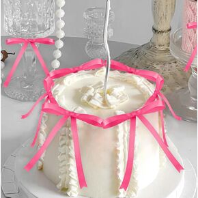 Black Bow Cake Topper 12pcs bowknot ripbons coquette cake cake sicks for decorations bridal date deird wedder