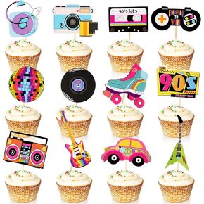 Epakh 48 Pitch 90s Cupcake Topper Hip Hop Dance Retro Skate Cupcake Topcake Toppers 90s thefor