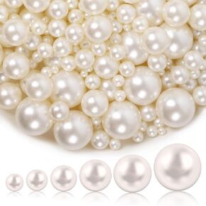 1300PCS Pearls for Vase Filler,Ivory Pearl Beads with No Hole,Vase Filler Fake Pearls, Artificial Plastic Pearl Beads for Table Scatters, Wedding Party,Decoration