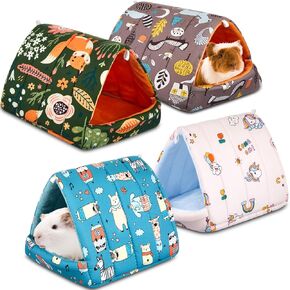 4 PCS غينيا خنزير مخبأ ، نفق سرير خنزير غينيا ، أرنب قابلة للغسل ملحقات القفص الصغيرة للأرنب القنفذ الماوس شينشيلاس هامسترز القوارير الملتحي الفئران (الغابة ، 7.9 بوصة)